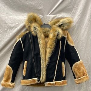 Jordan Craig Kids Puffer Jacket with Black and Tan Faux Fur
